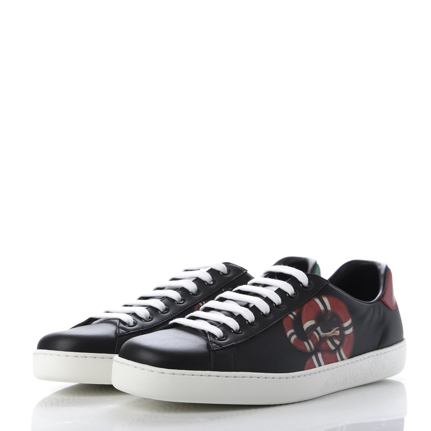 Gucci Calfskin Kingsnake Mens Ace Sneakers 9 Black Multicolor 3 of 9