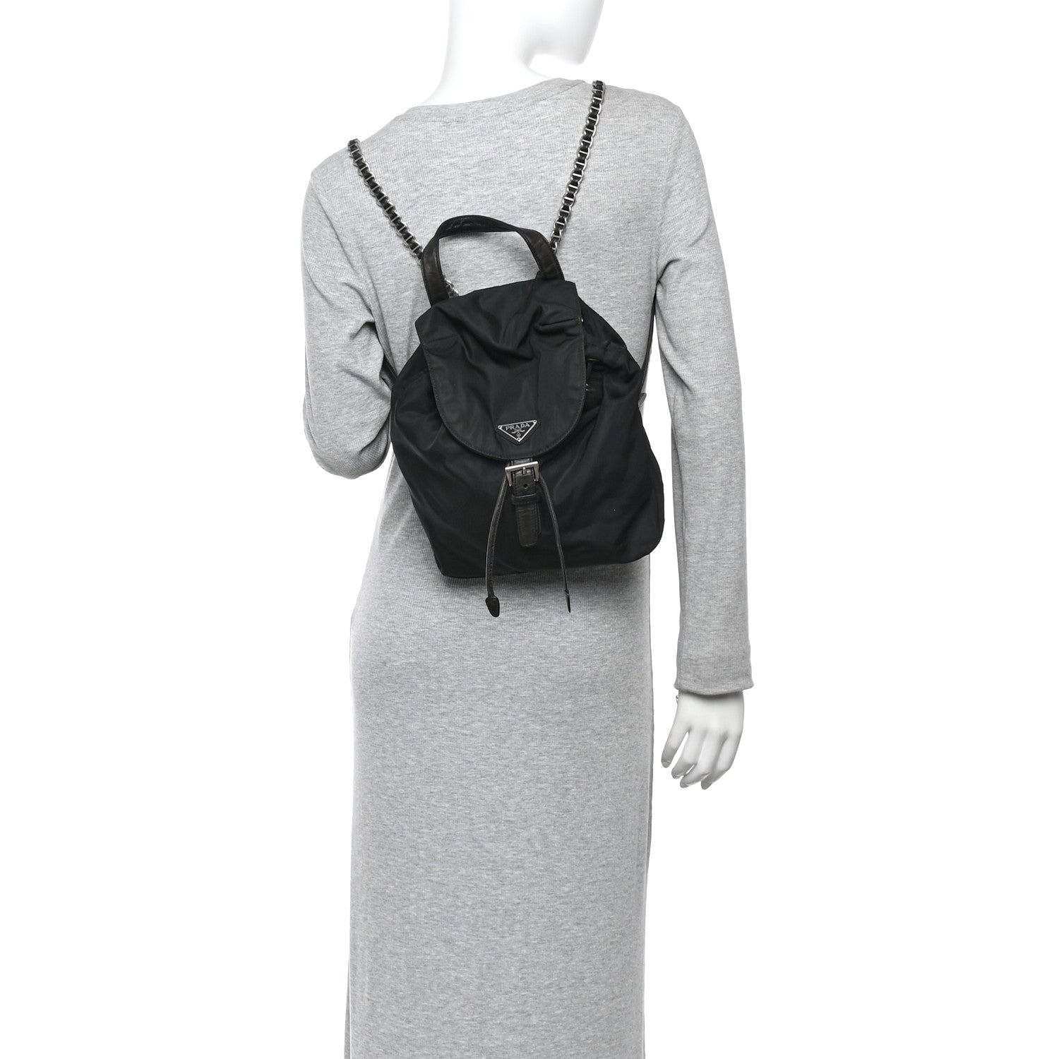 Prada Tessuto Nylon Vela Chain Backpack Black 2 of 15