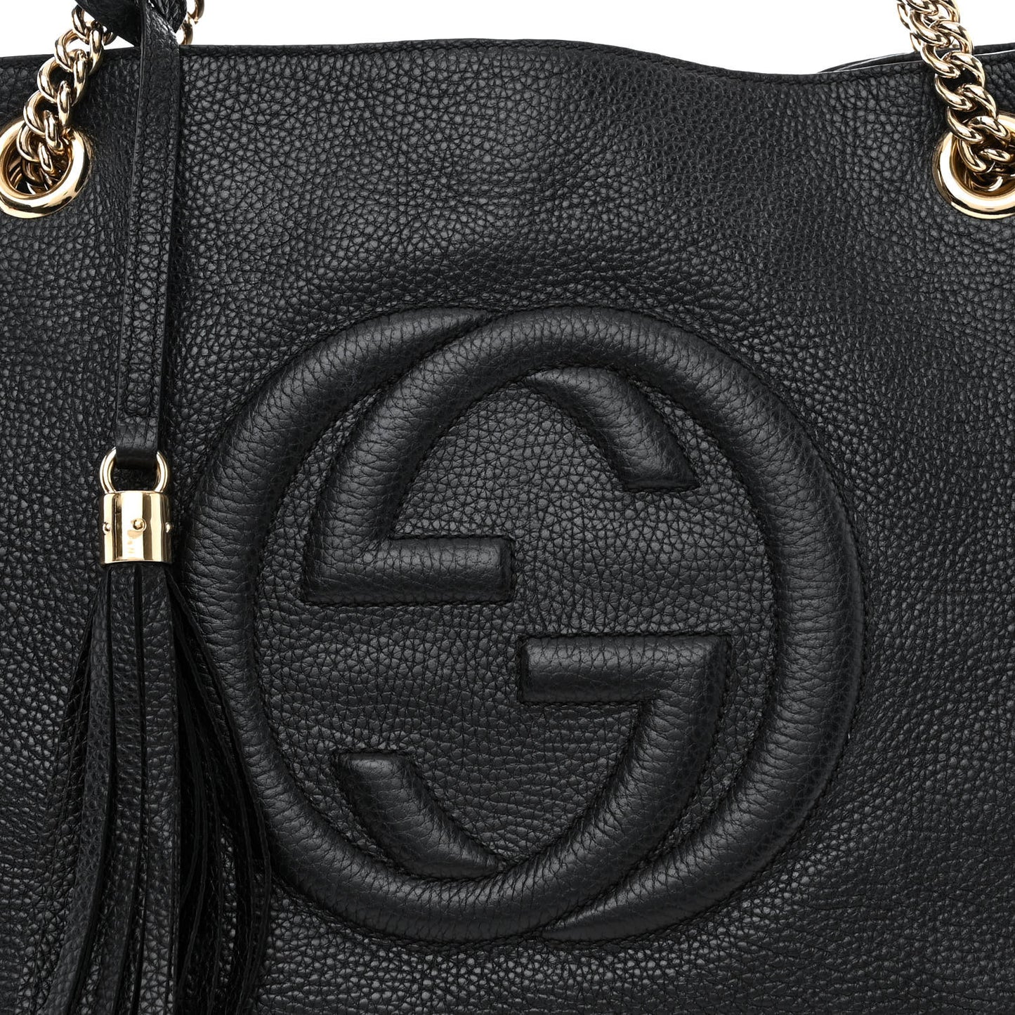 Pebbled Calfskin Medium Soho Chain Shoulder Bag Black