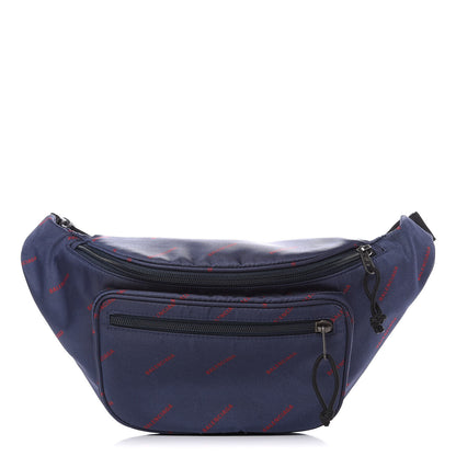 Balenciaga Twill Nylon Allover Logo Explorer Beltpack Bleu Canopee Rouge 1 of 9