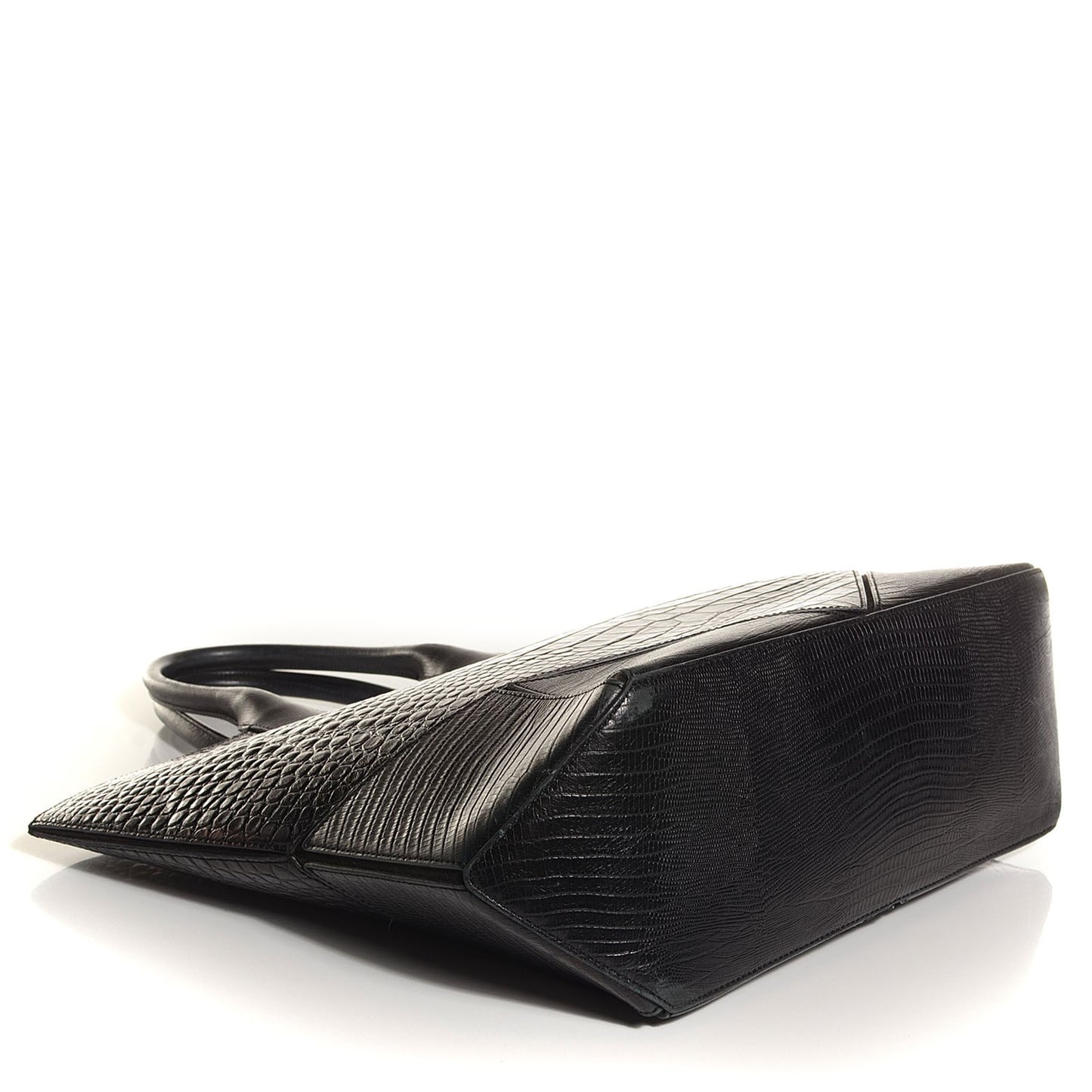 Calfskin Crocodile Embossed Easy Tote Black