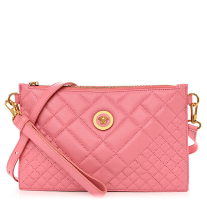 Versace Nappa Quilted Medusa Tribute Icon Flat Crossbody Bag Pink 1 of 11