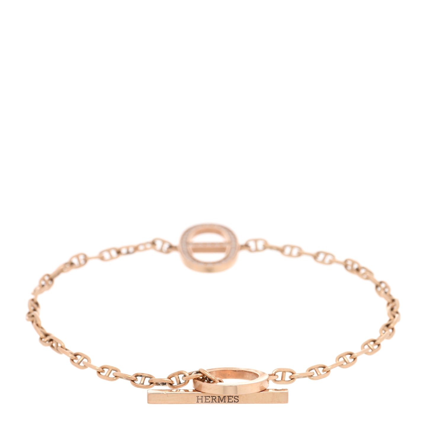 18K Rose Gold Diamond Chaine D'Ancre Contour Bracelet SH
