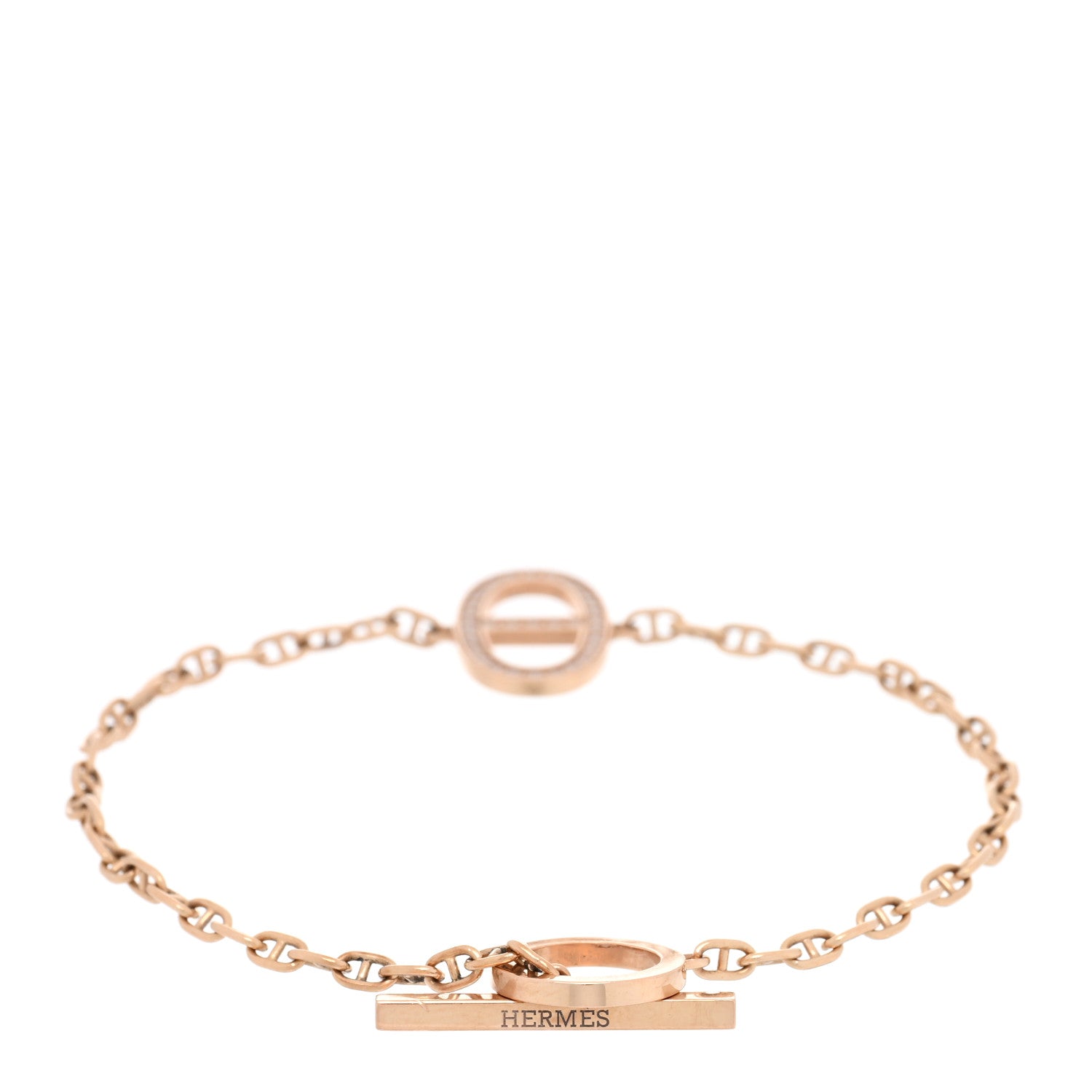 Hermes 18K Rose Gold Diamond Chaine D'Ancre Contour Bracelet SH 2 of 3