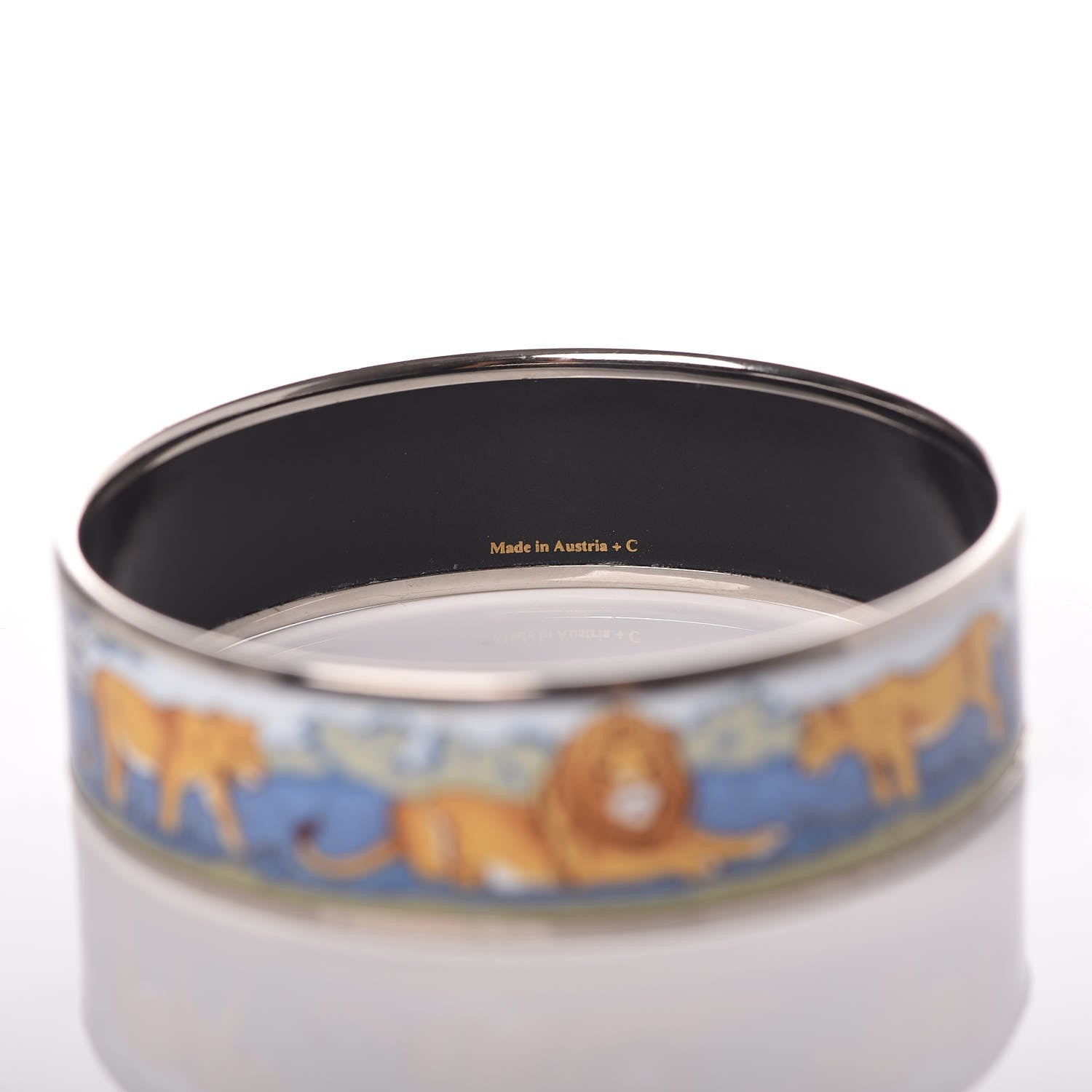 Hermes Enamel Printed Pride of Lions Wide Bracelet 62 4 of 5