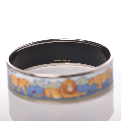 Hermes Enamel Printed Pride of Lions Wide Bracelet 62 4 of 5