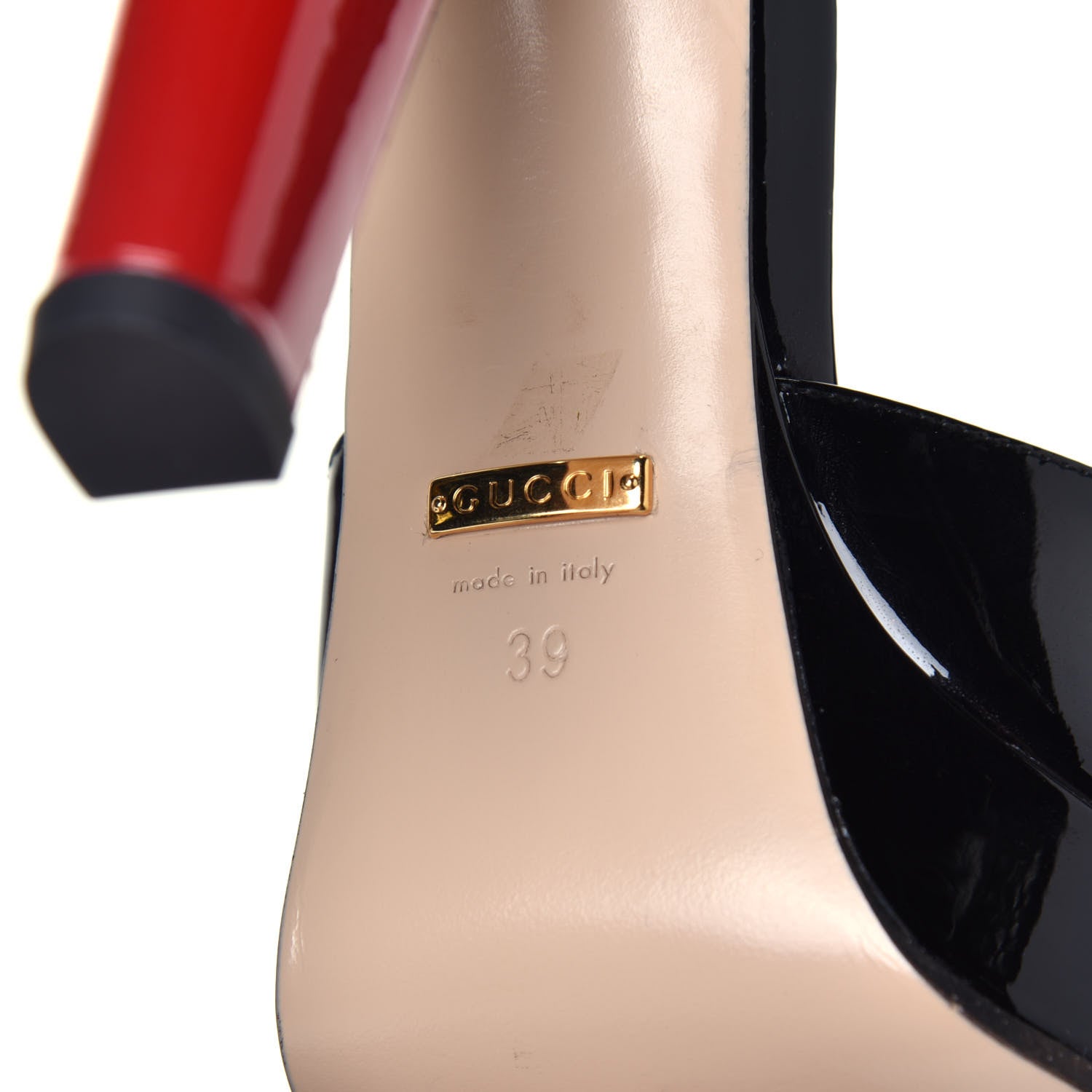 Gucci Patent Crystal GG Bow Sadie Spike Ankle Strap d'Orsay Platform High Heel Pumps 39 Black 9 of 9