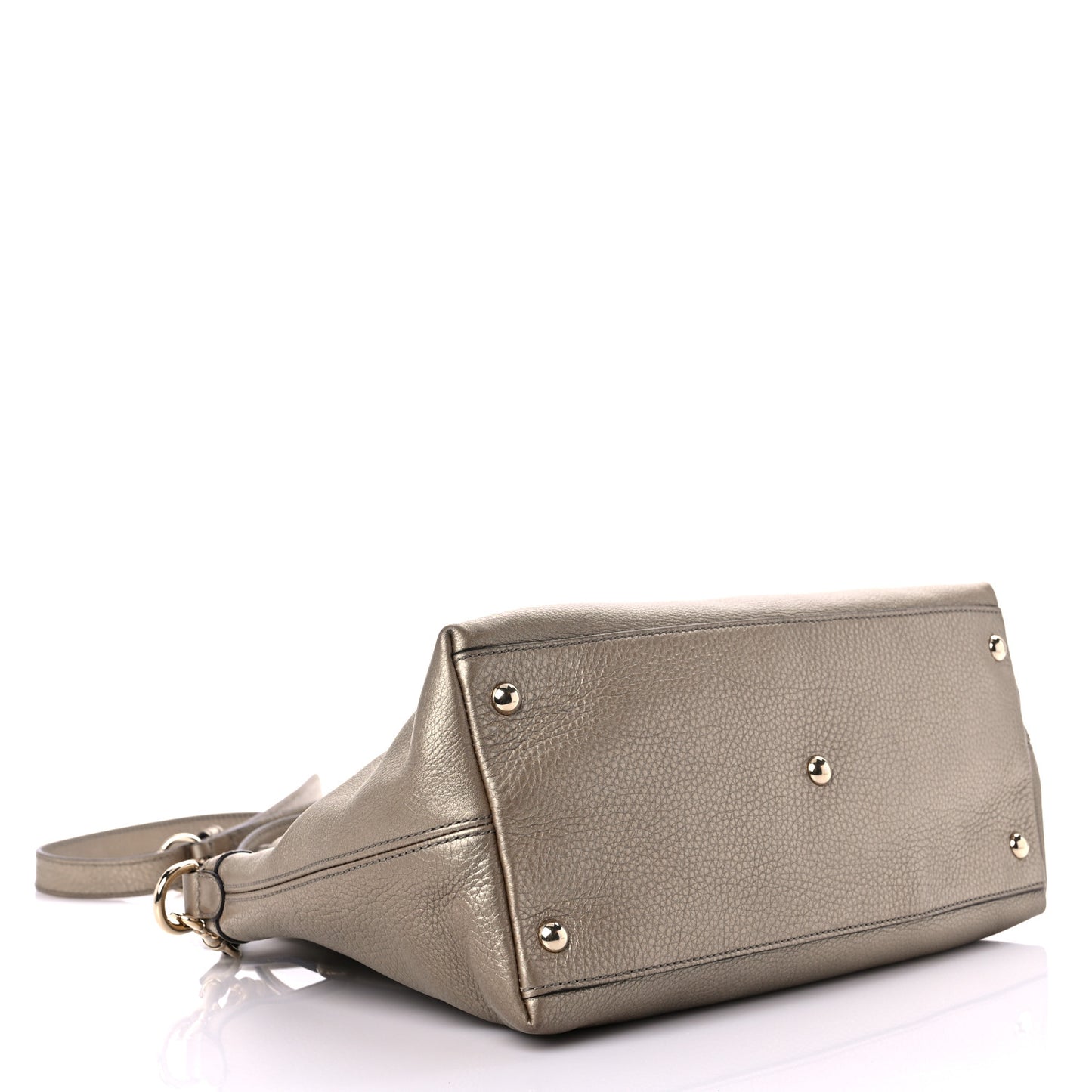 Metallic Cellarius Calfskin Small Soho Top Handle Satchel Golden Beige