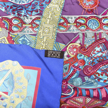 Hermes Silk Le Songe De La Licorne Scarf 90 Bleu Klein Parme Turquoise 4 of 4
