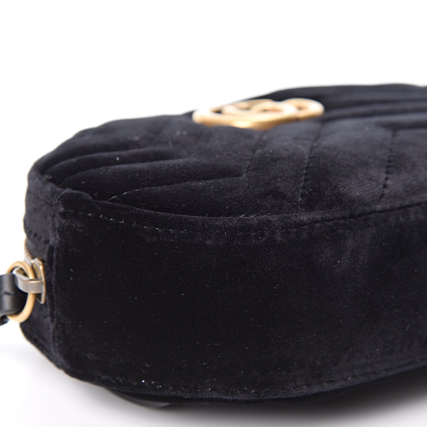 Gucci Velvet Matelasse GG Marmont Belt Bag 85 34 Black 7 of 10
