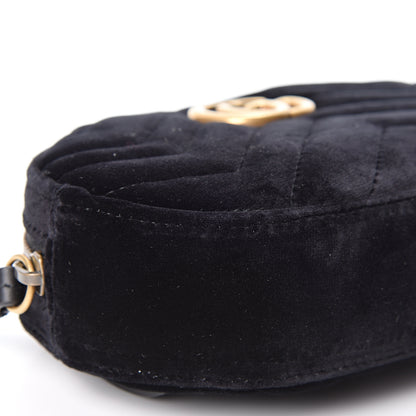 Gucci Velvet Matelasse GG Marmont Belt Bag 85 34 Black 7 of 10