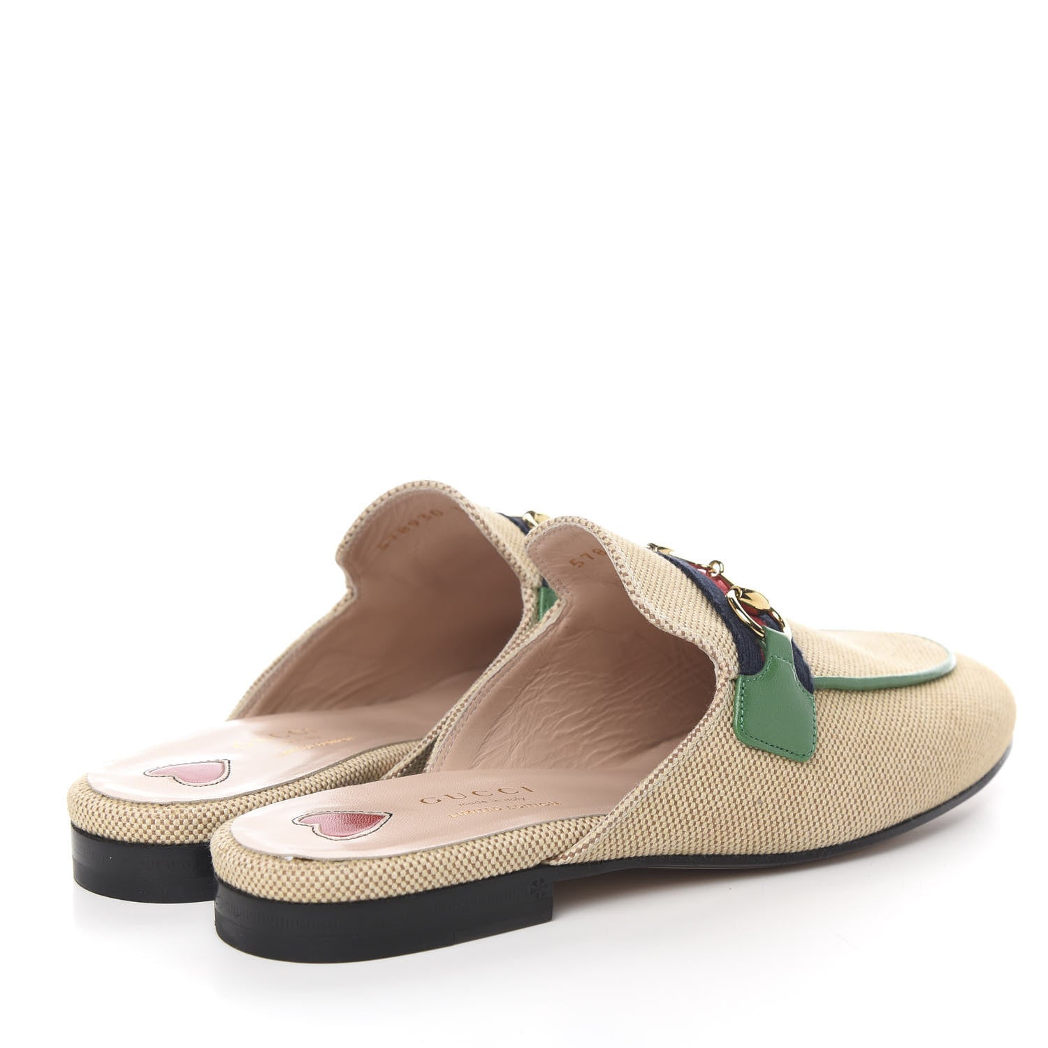 Gucci Canvas Vintage Charlotte Web Womens Princetown Slippers 36.5 Sand New Shamarock 4 of 9