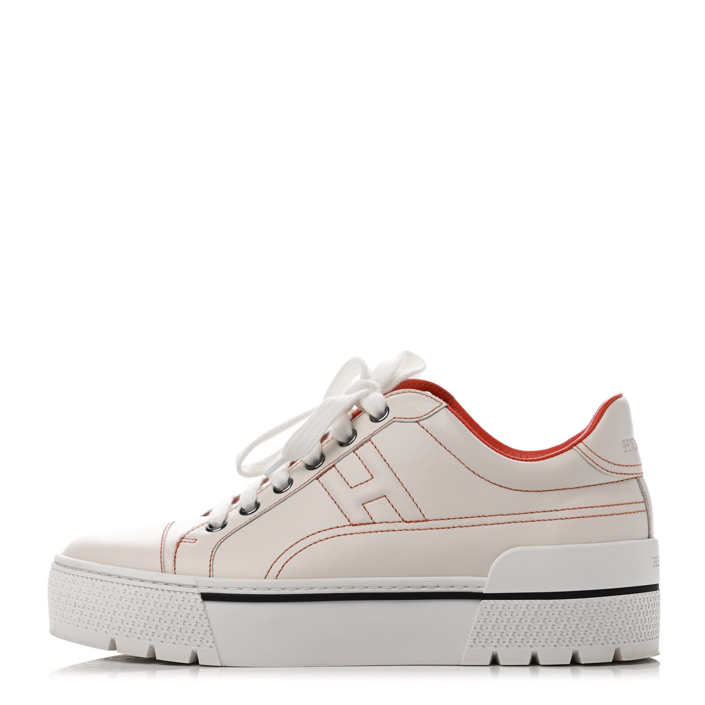 Calfskin Womens Voltage Sneakers 36.5 White Orange