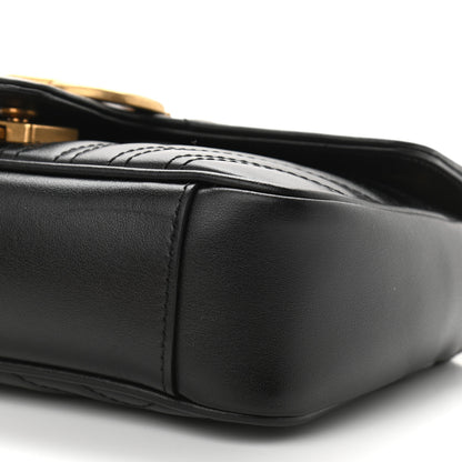 Gucci Calfskin Matelasse Mini GG Marmont Shoulder Bag Black 10 of 11