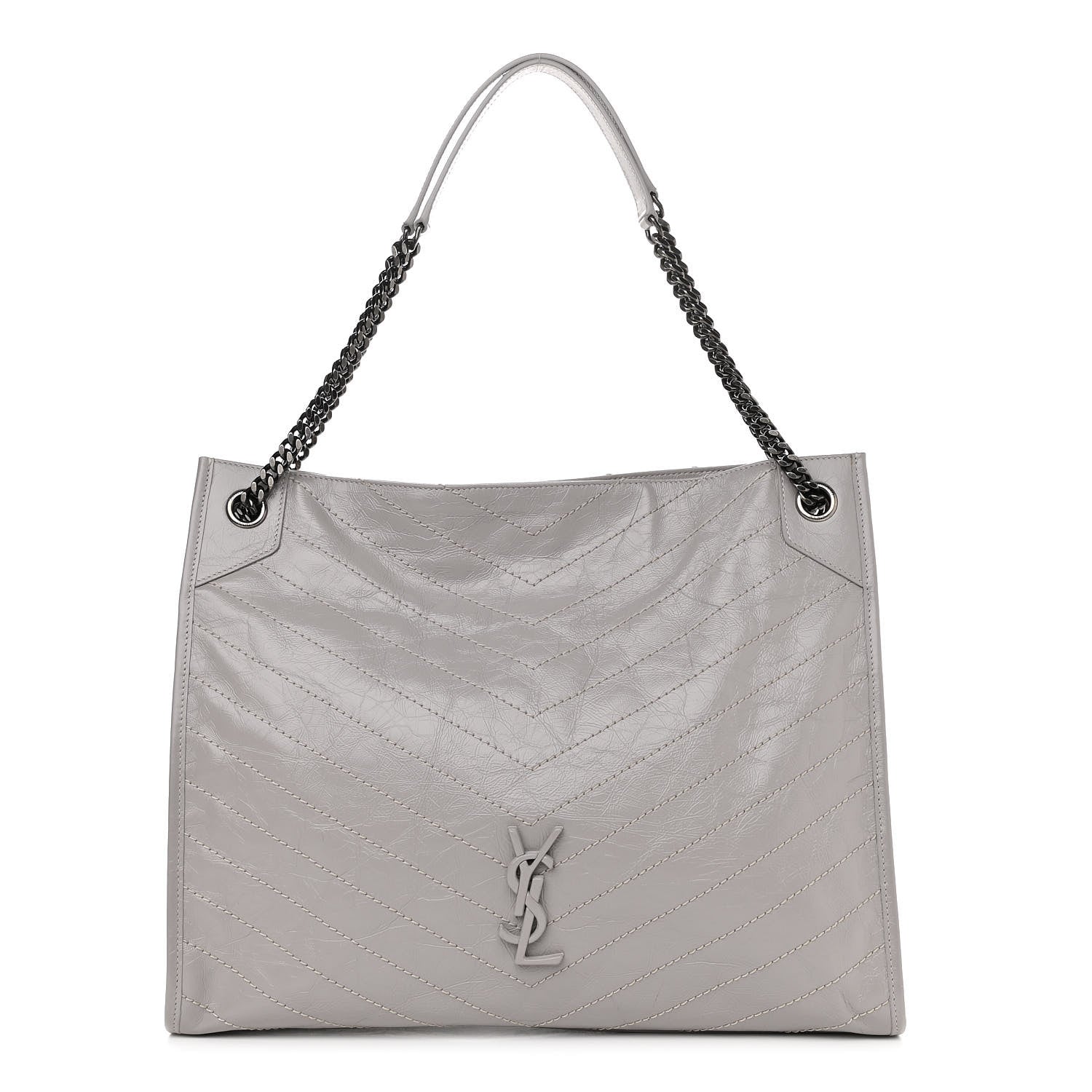 Saint Laurent Crinkled Calfskin Matelasse Monogram Niki Shoulder Bag Granite 1 of 10