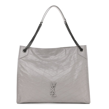 Saint Laurent Crinkled Calfskin Matelasse Monogram Niki Shoulder Bag Granite 1 of 10