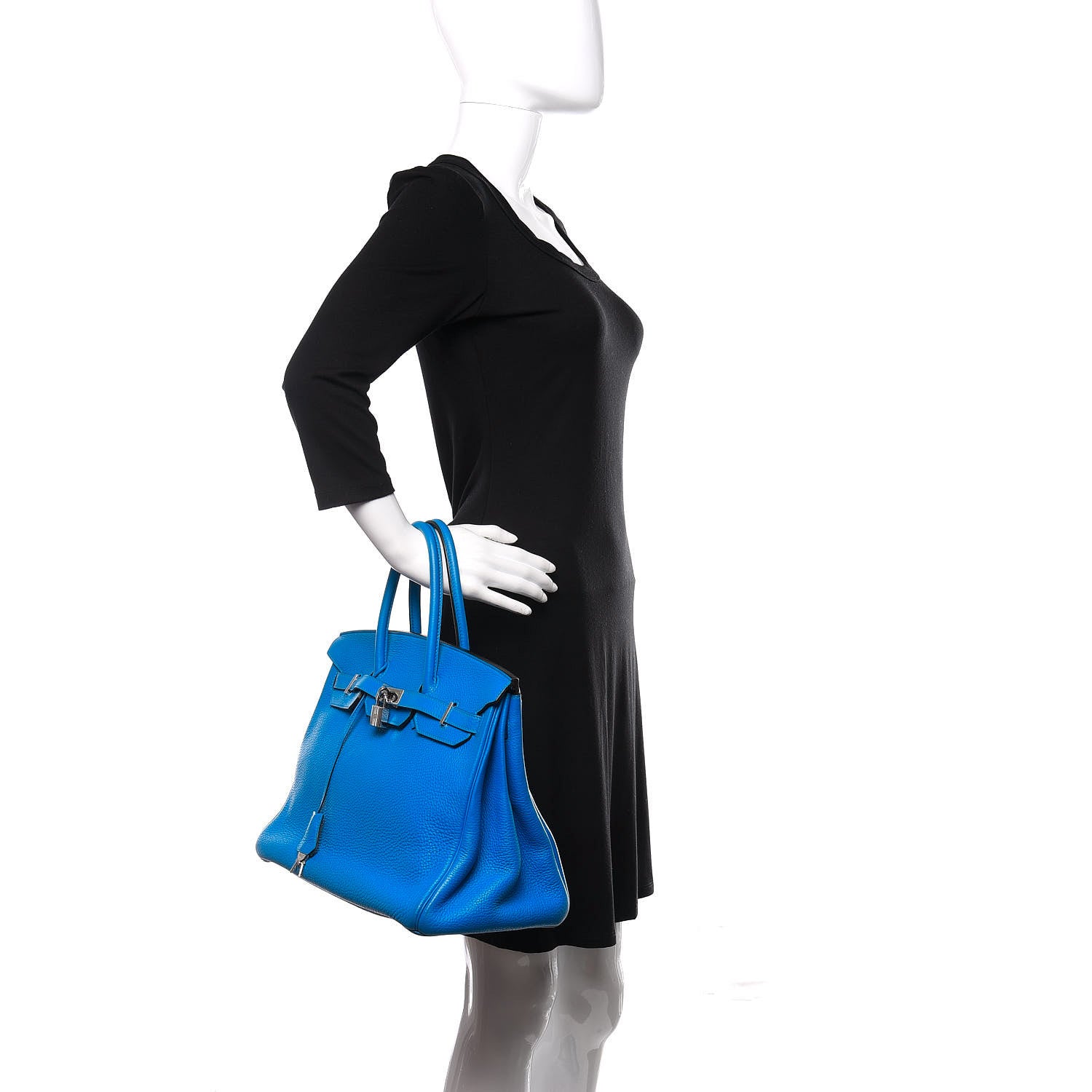 Hermes Taurillon Clemence Birkin 35 Bleu Hydra 2 of 32