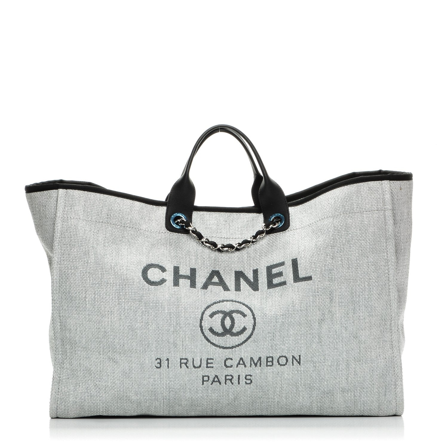 Chanel Woven Straw Raffia Extra Large Deauville Tote Grey 1 of 8