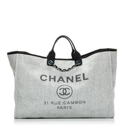 Chanel Woven Straw Raffia Extra Large Deauville Tote Grey 1 of 8