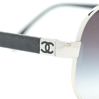 Chanel Lambskin Quilted CC Aviator Sunglasses 4195-Q Black 7 of 7