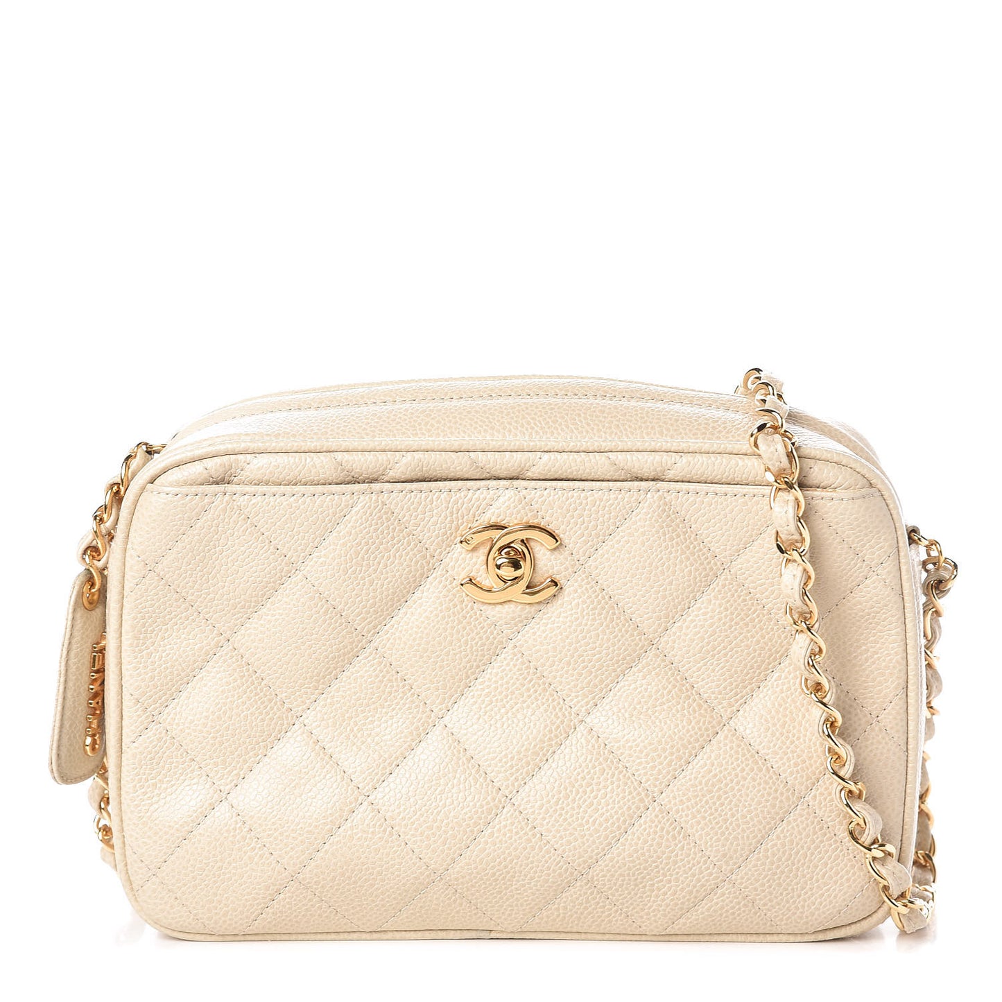 Caviar Quilted Camera Case Beige Clair
