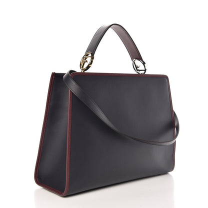 Fendi Vitello Century Opaco F is Fendi Bi-Color Regular Runaway Satchel Blue Notte Bordeaux 3 of 8