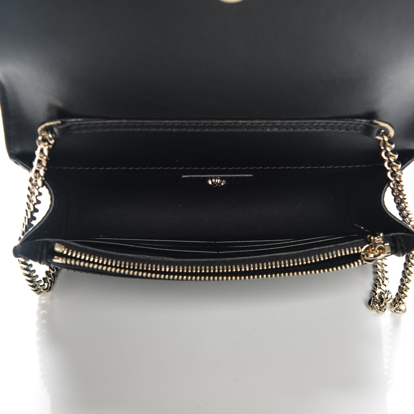 Calfskin Palazzo Crystal Chain Evening Bag Black
