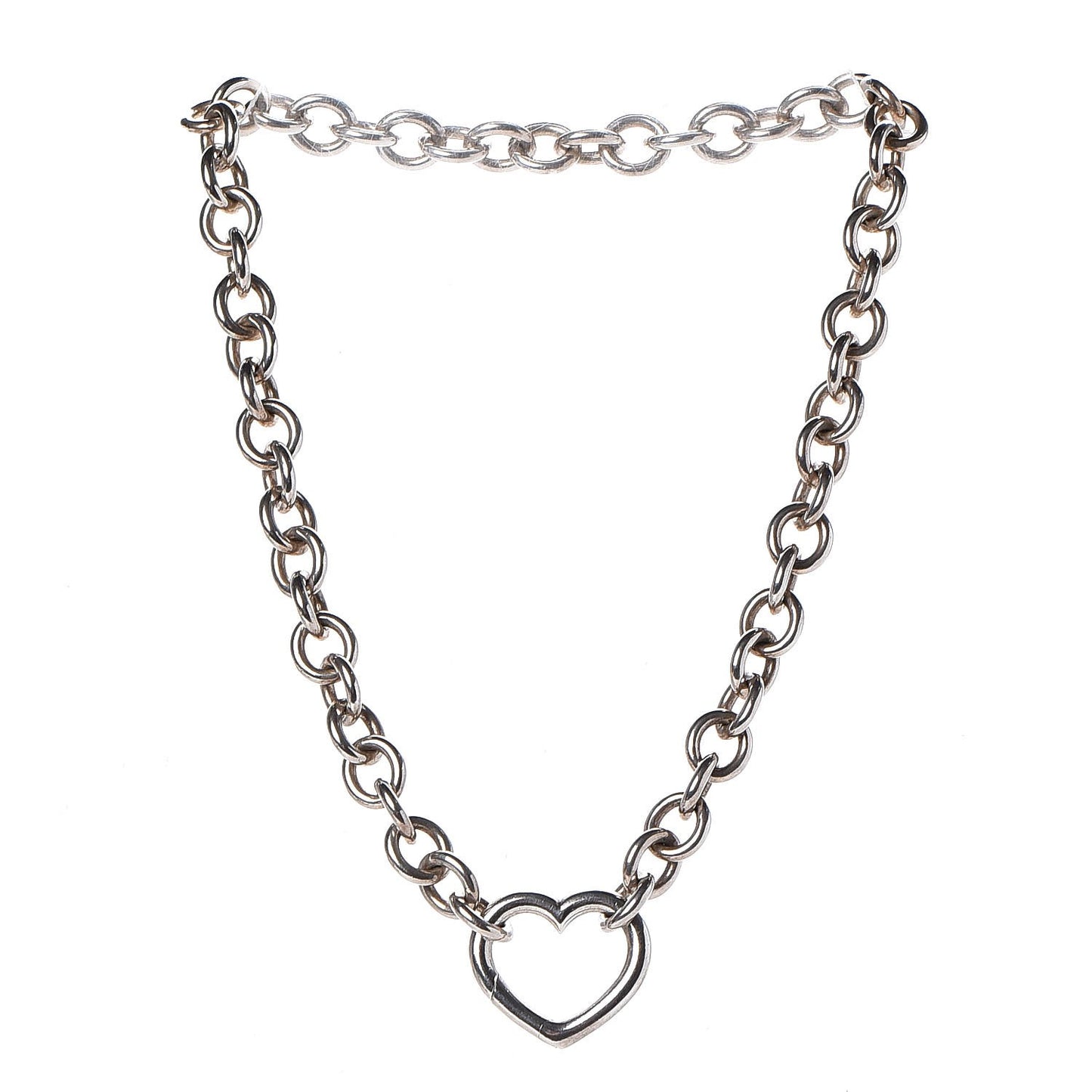 Sterling Silver Heart Clasp Choker Necklace