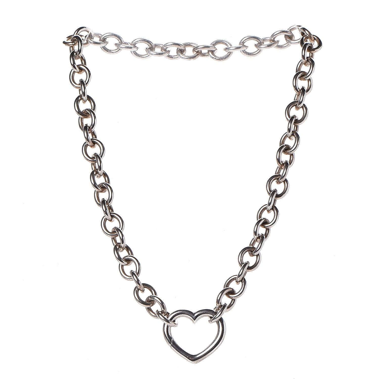 Tiffany Sterling Silver Heart Clasp Choker Necklace 3 of 7