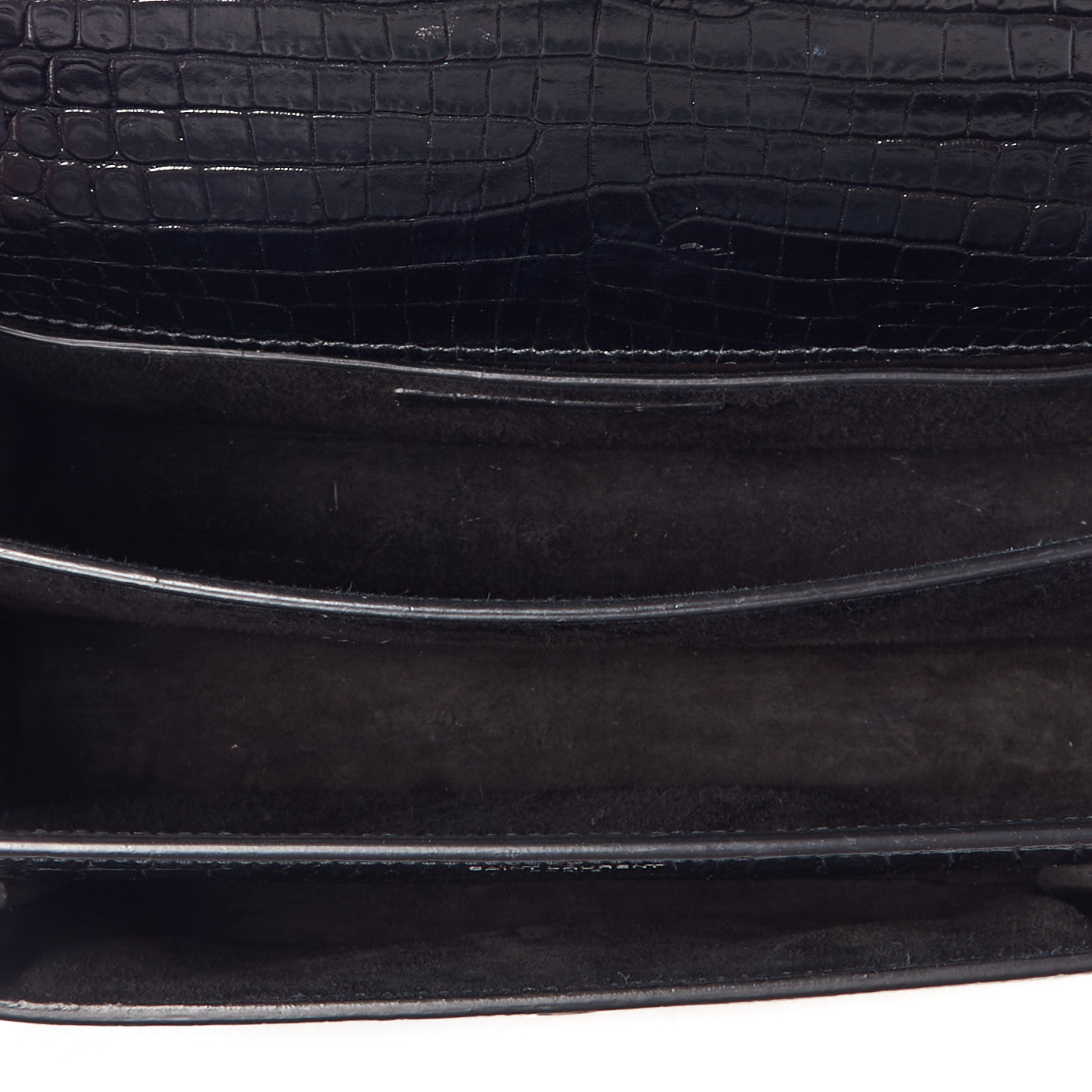 Calfskin Crocodile Embossed Medium Monogram Sunset Black