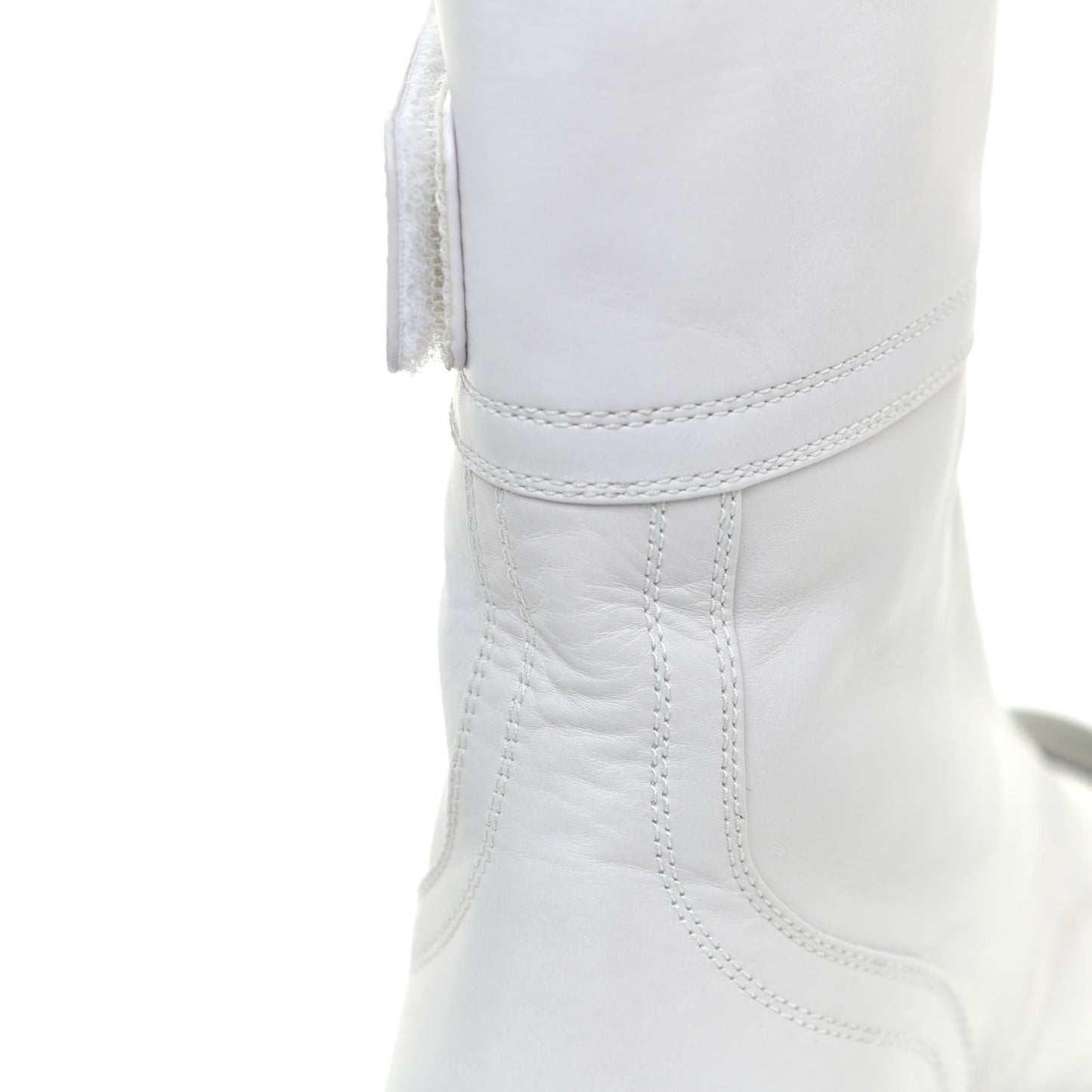 Calfskin Lace Up Logo Mid Calf Combat Boots 37 White Black