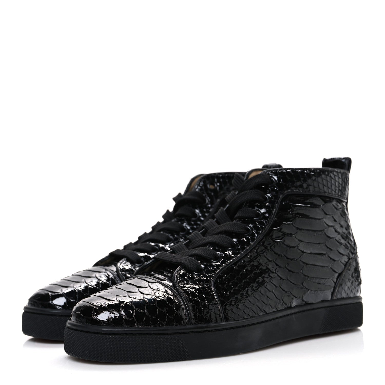 Christian Louboutin Patent Snakeskin Mens Louis Flat Sneakers 40 Black 4 of 11