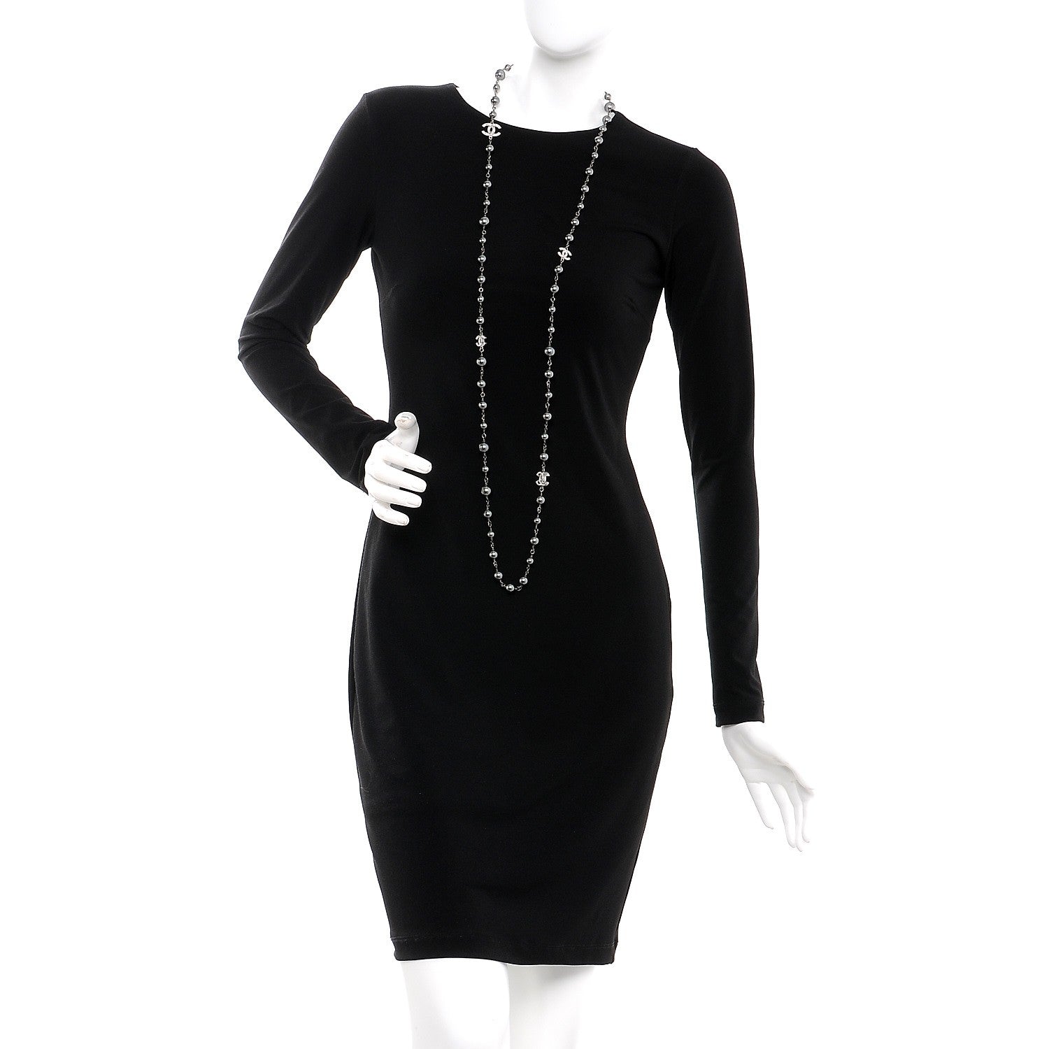 Chanel Crystal Bead CC Long Necklace Ruthenium 2 of 4