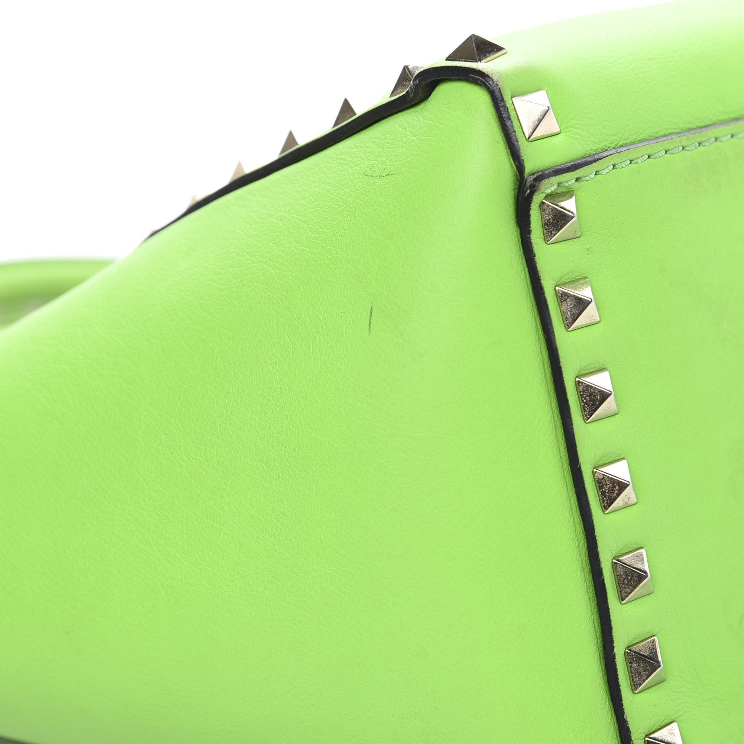 Valentino Garavani Vitello Small Rockstud Double Handle Tote Green Fluo 10 of 18