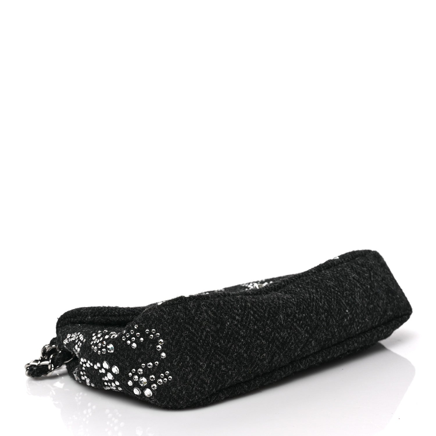 Chanel Tweed Swarovski Crystal Leopard Jumbo Flap Black 4 of 8