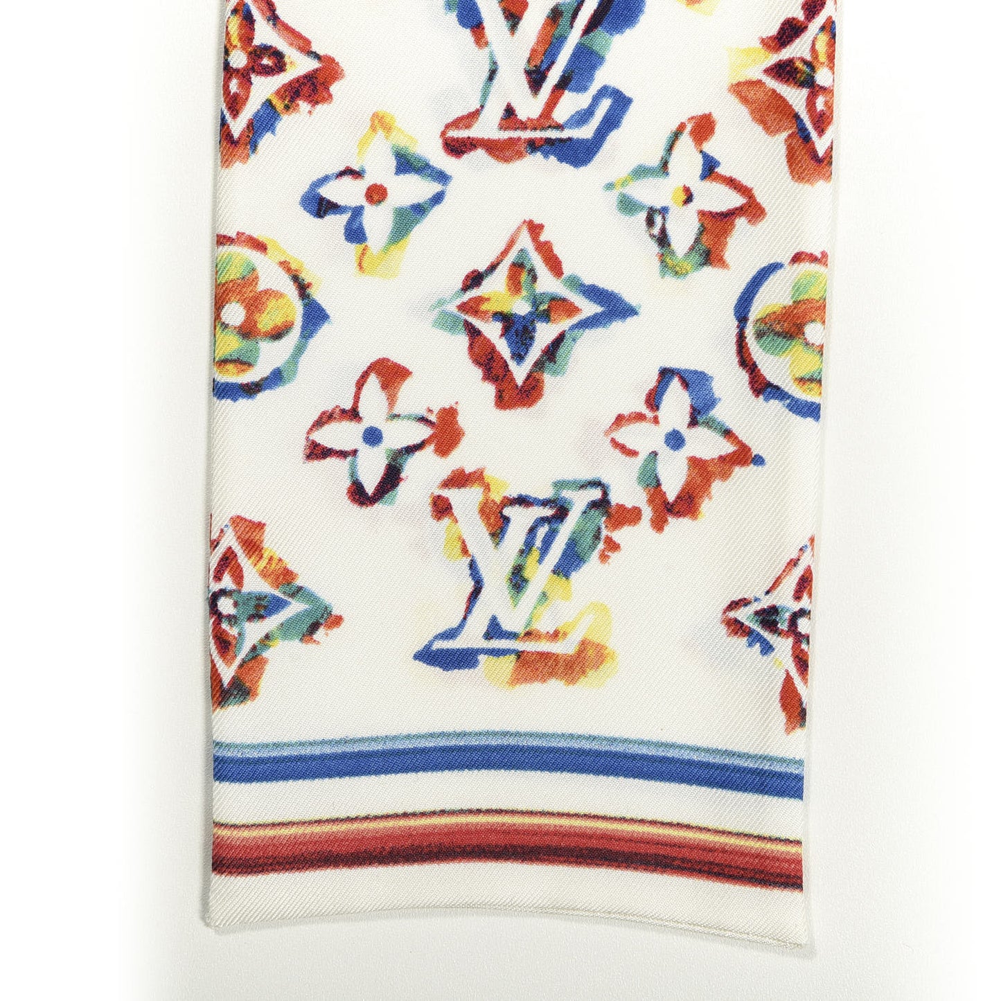 Silk Monogram Rainbow Bandeau White