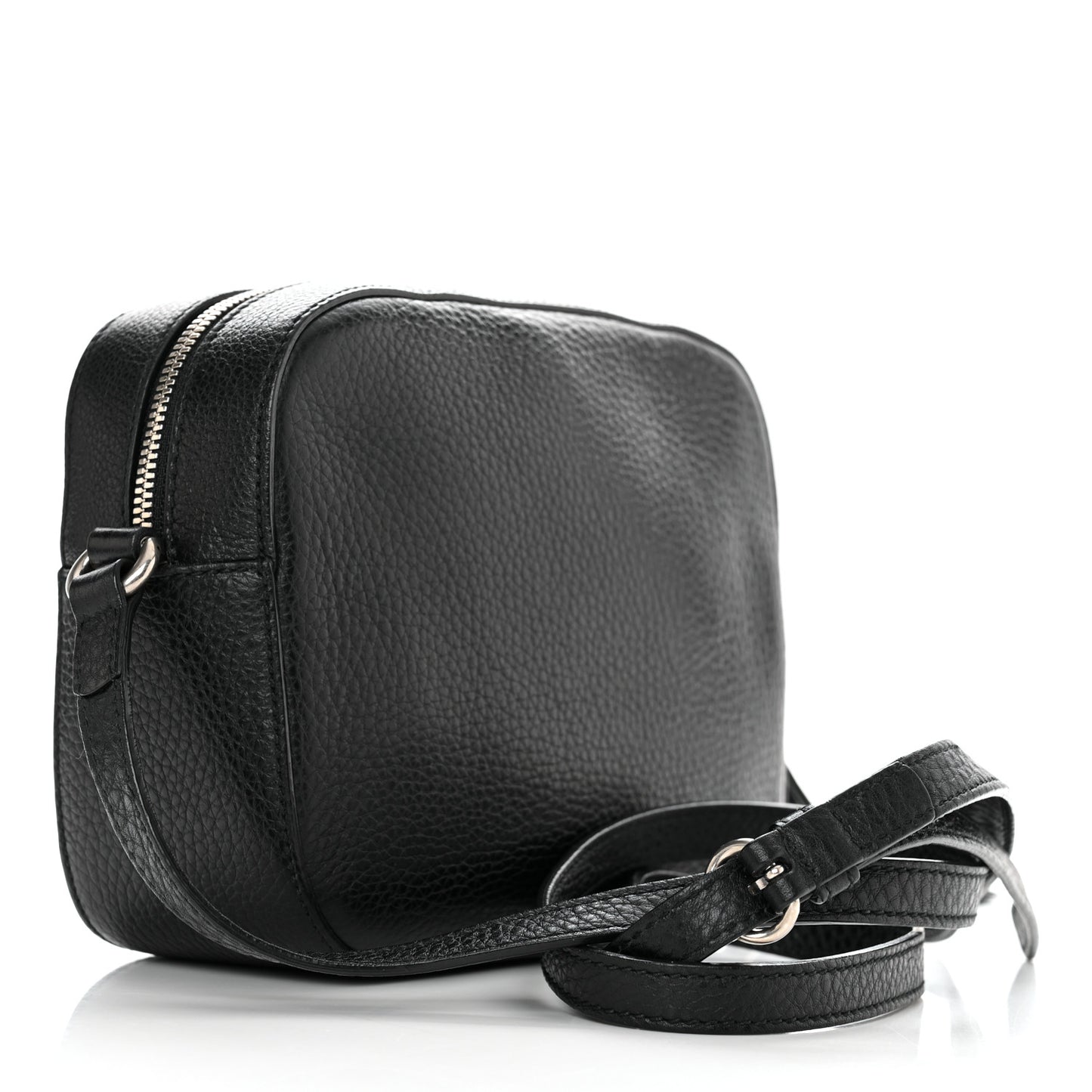 Pebbled Calfskin Studded Small Soho Disco Bag Black