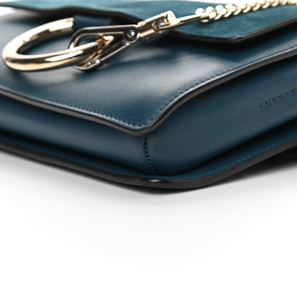 Chloe Suede Calfskin Small Faye Shoulder Bag Majolica Blue 10 of 16
