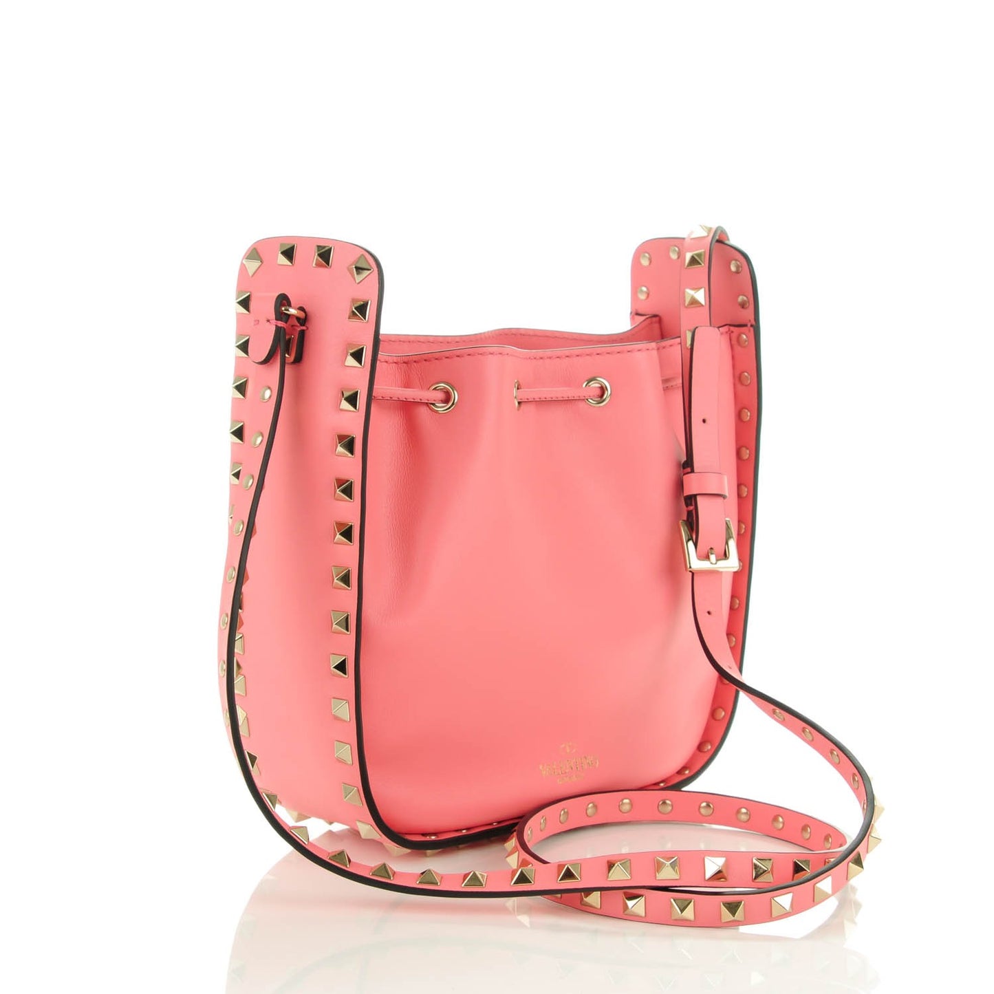 Vitello Rockstud Bucket Bag Paradise Rose