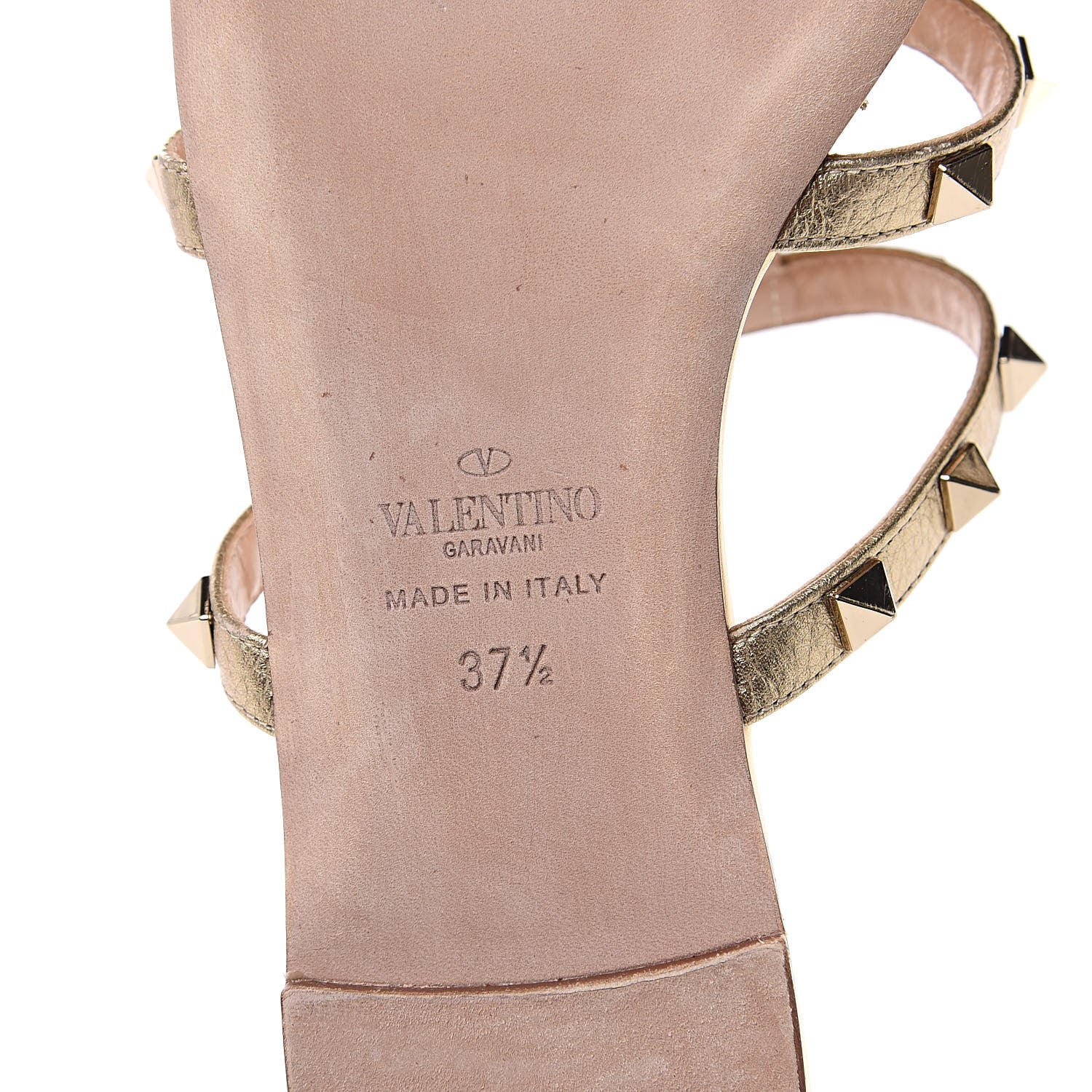 Valentino Garavani Metallic Nappa Rockstud Caged Flat Slide Sandals 37.5 Skin 7 of 7