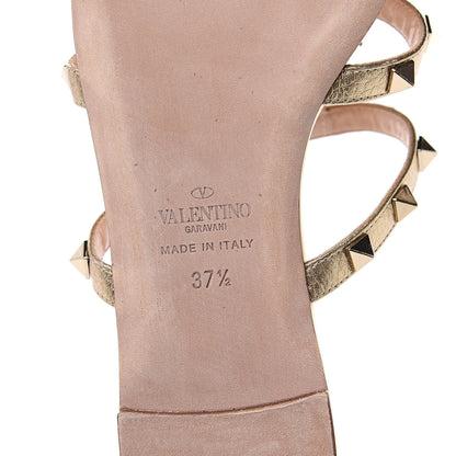 Valentino Garavani Metallic Nappa Rockstud Caged Flat Slide Sandals 37.5 Skin 7 of 7