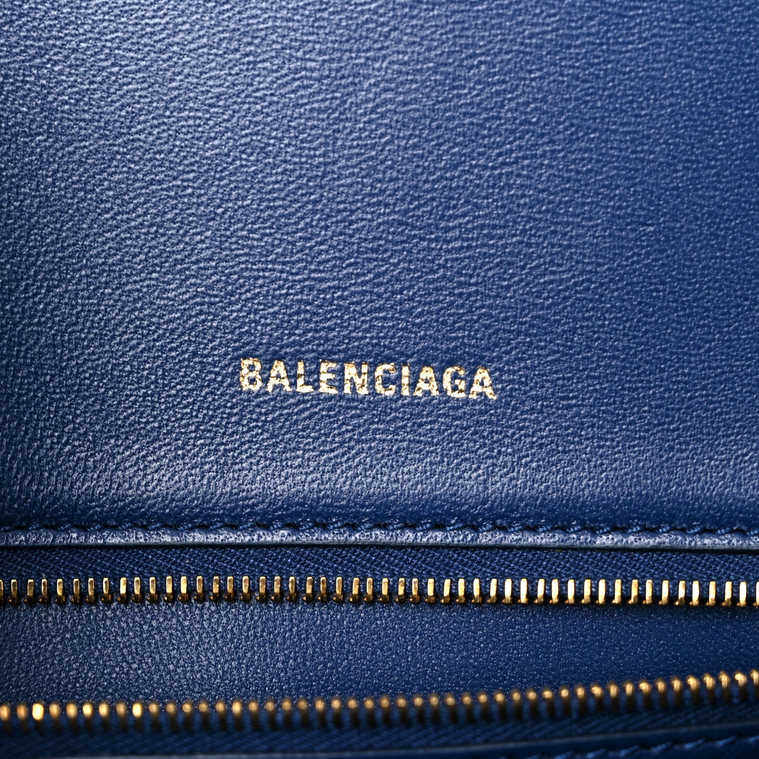 Balenciaga Shiny Calfskin Crocodile Embossed Small Hourglass Top Handle Bag Navy 5 of 9