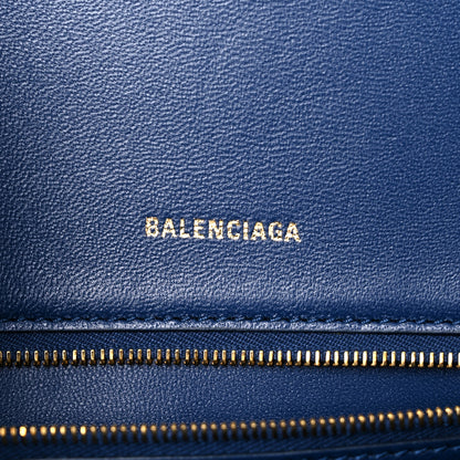 Balenciaga Shiny Calfskin Crocodile Embossed Small Hourglass Top Handle Bag Navy 5 of 9