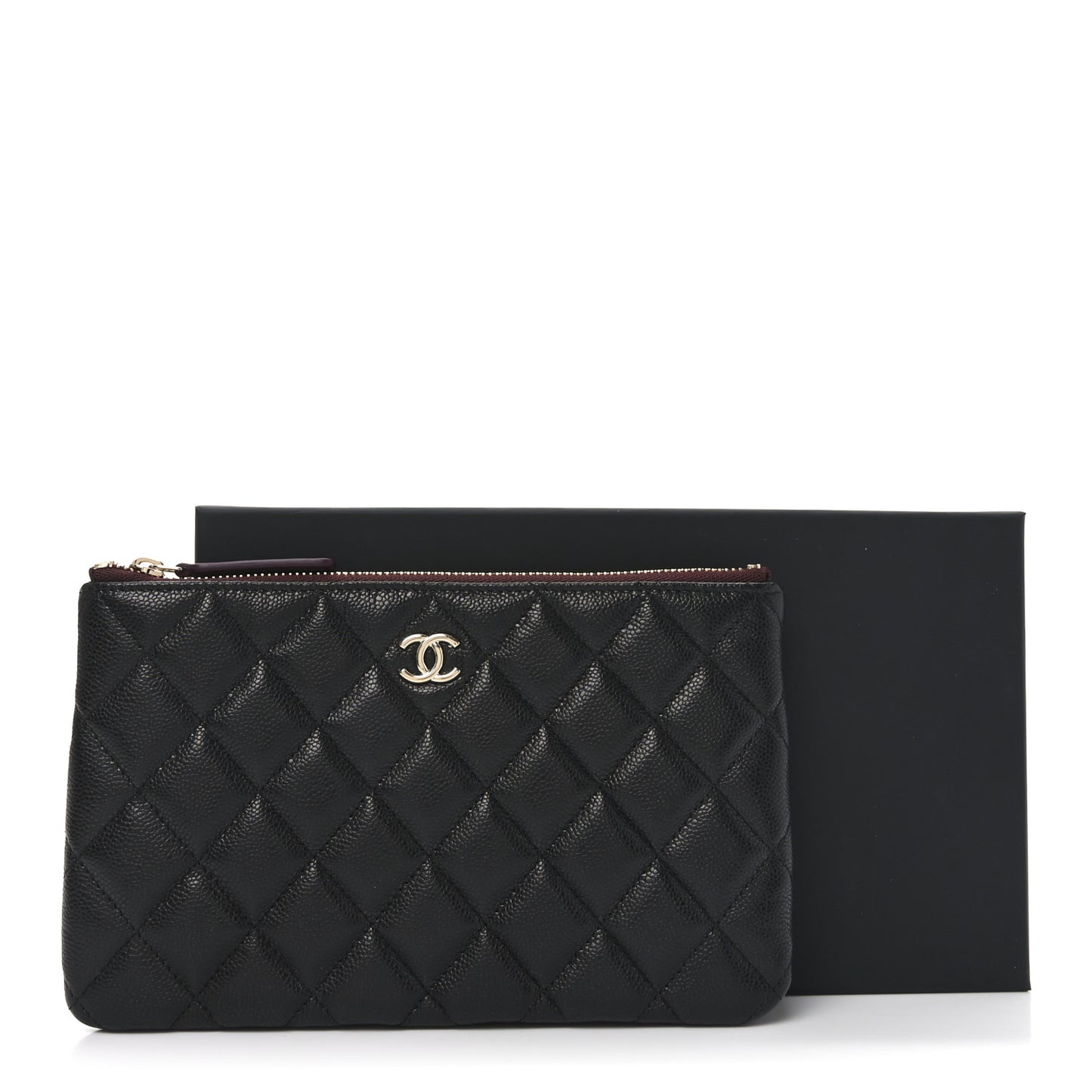 Caviar Quilted Small Zipped Pouch Black