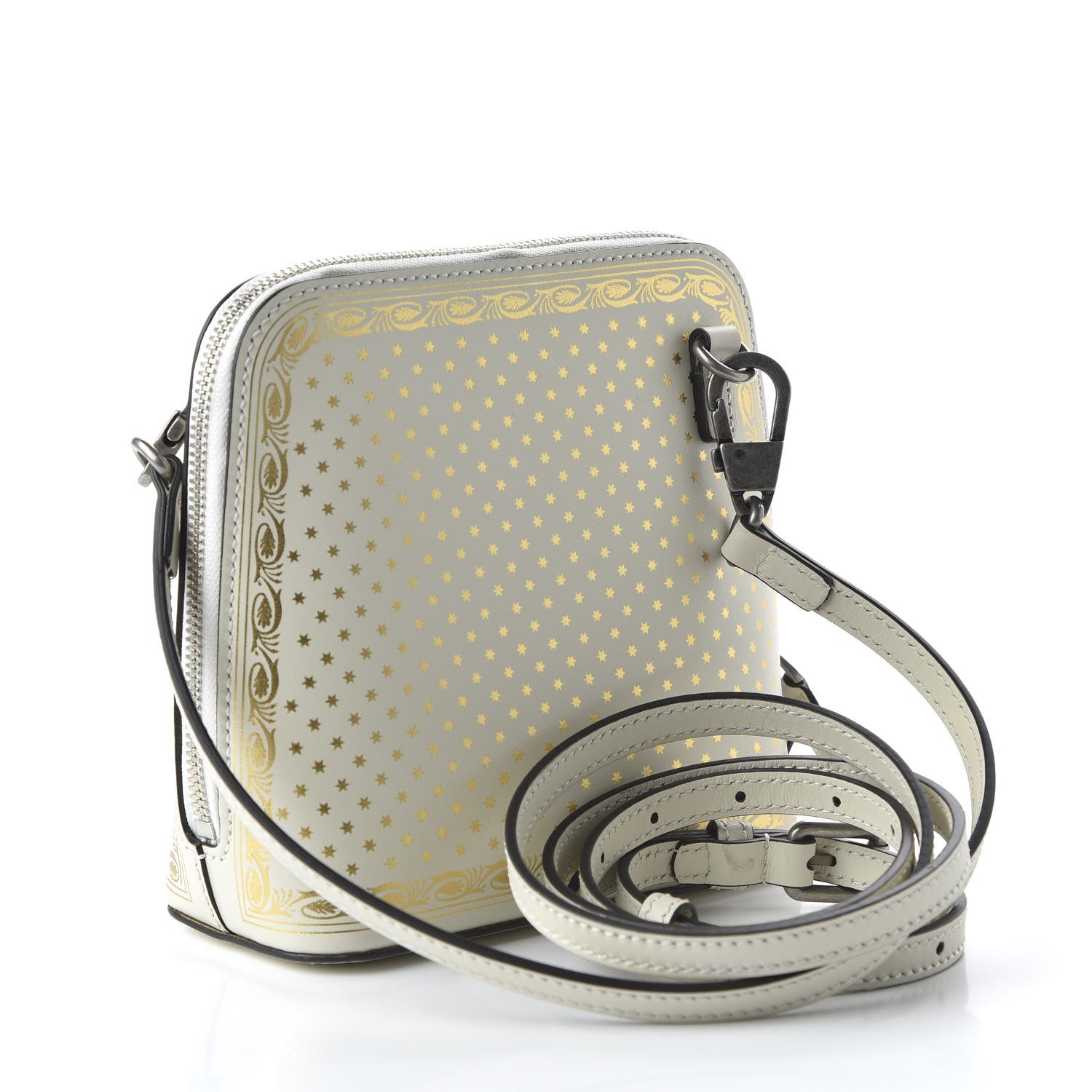 Gucci X SEGA Calfskin GUCCY Stars Mini Dome Shoulder Bag Mystic White Gold 5 of 11
