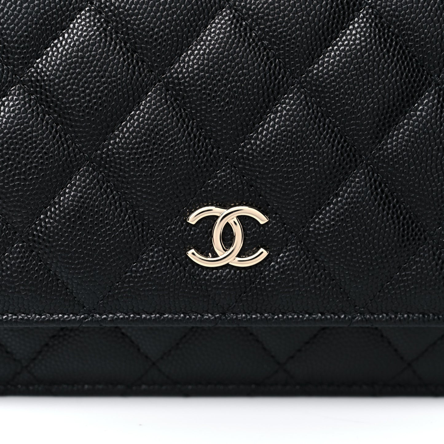 Caviar Quilted Wallet With Charms On Chain WOC Black