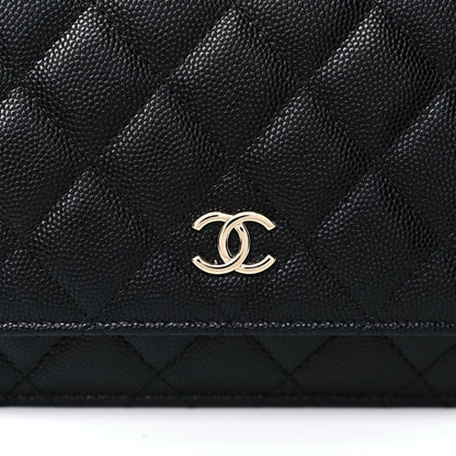 Chanel Caviar Quilted Wallet With Charms On Chain WOC Black 13 of 14