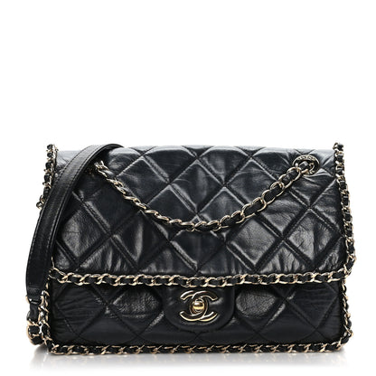 Chanel Crumpled Calfskin Medium Chain All Over Flap Black 1 of 9