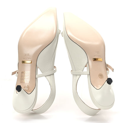 Gucci Malaga Kid Zumi Low Heel Slingback Pumps 35.5 White 5 of 7