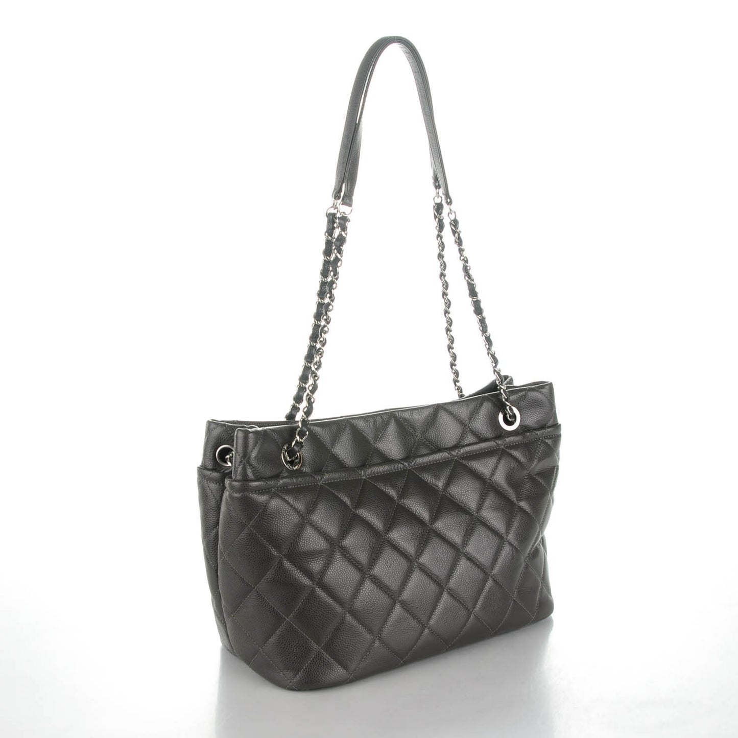 Caviar Quilted Timeless CC Soft Tote Dark Grey